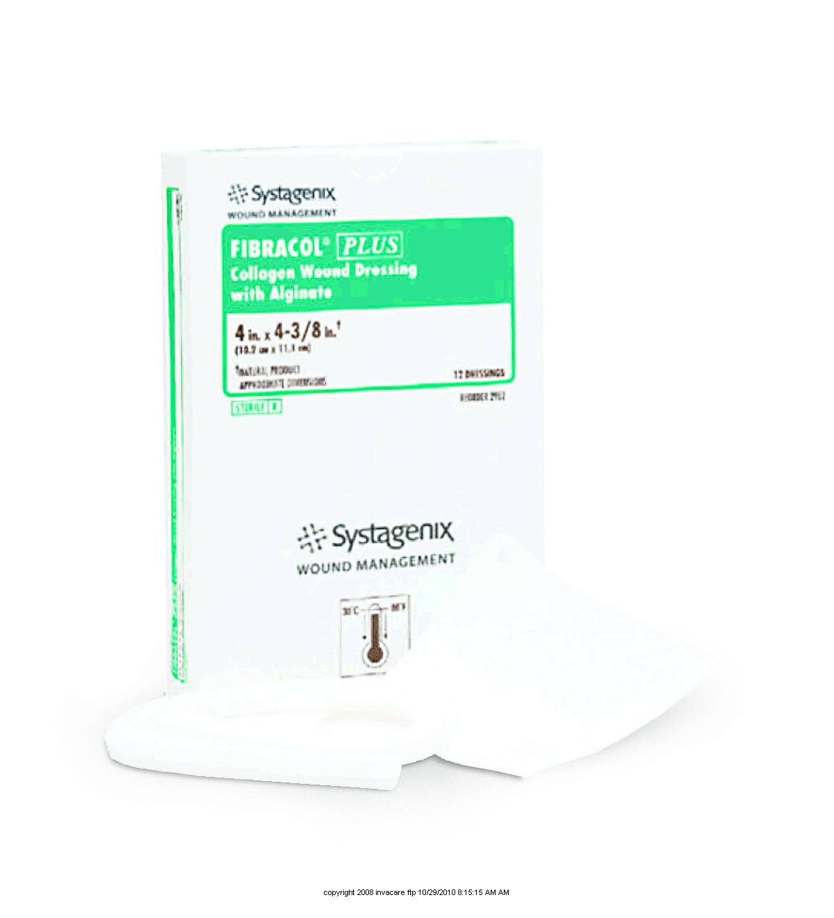 3M Systagenix Fibracol Plus 2982 - Collagen Wound Dressing With Alginate, Without Border, Sterile, White, Rectangle - 4&quot; x 4&quot;, Box of 12