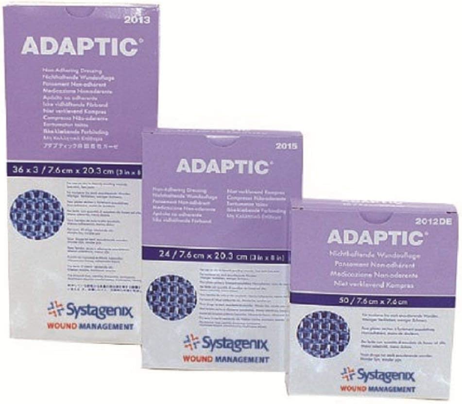 3M Systagenix Adaptic 2015 - Oil Emulsion Impregnated Dressing, Knitted Cellulose Acetate, Petrolatum Emulsion, Sterile, White, Rectangle - 3" x 8", Box of 24