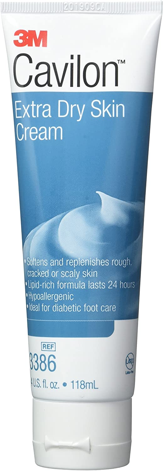 3M Cavilon Extra Dry Skin Cream 3386 - Skin Care, Foot and Body Cream, Non-Greasy, Hypoallergenic Moisturizing Cream - 4 oz, One Tube