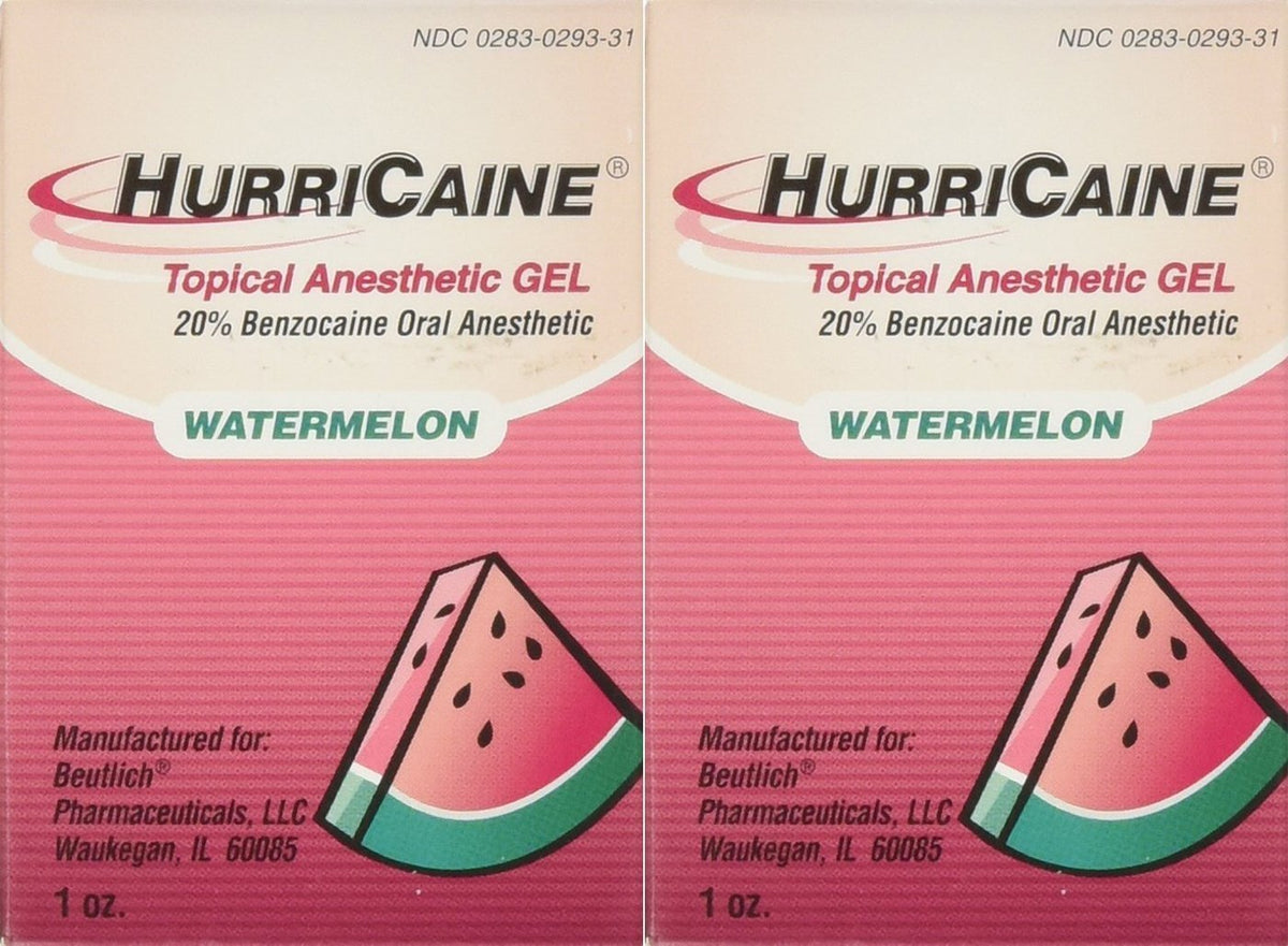 Hurricaine 0283029331 - Topical Anesthetic Gel, 20% Benzocaine, Watermelon - 1 oz., Pack of 2