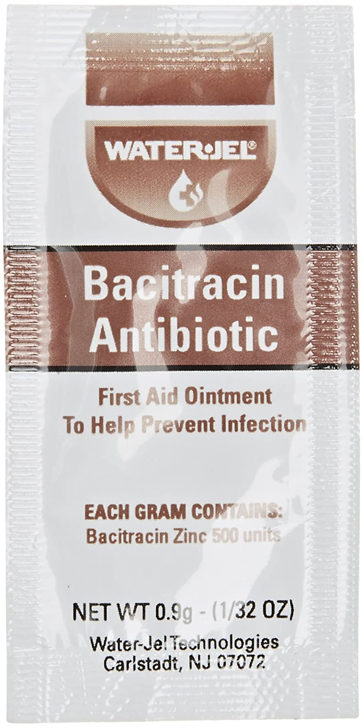 Water Jel WJBA1728 - First Aid Antibiotic Ointment, 500 IU / Gram Bacitracin Zinc, Individual Packet - 0.9 gm., Box of 144