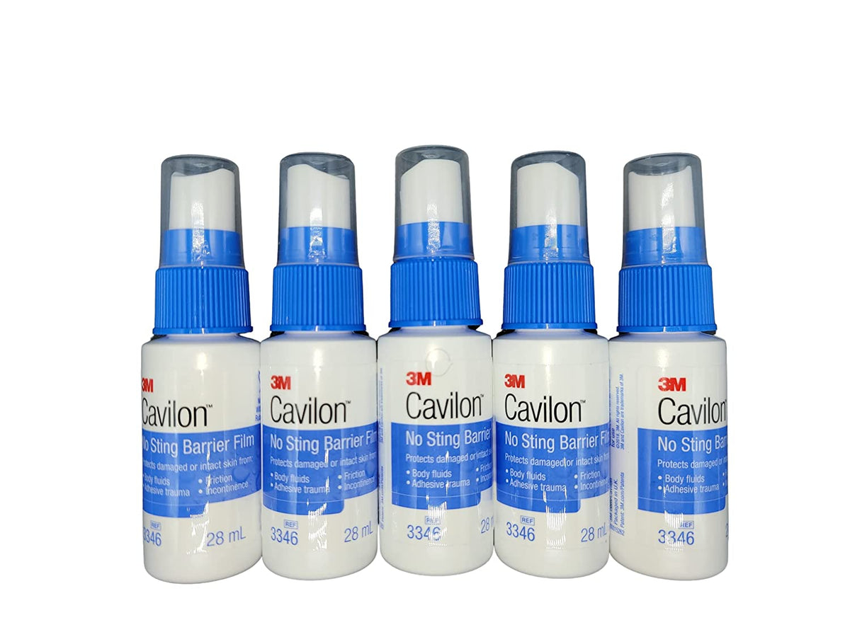 3M Cavilon No-sting Barrier Film 3346 - Transparent Barrier Film, Alcohol-Free, Hypoallergenic, Pump Spray Bottle - 28 ml, Pack of 5