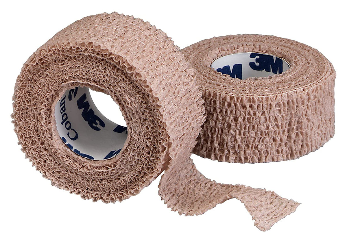 3M Coban Self-Adherent Wrap 1581 - Elastic, Lightweight, Breathable, Beige Compression Wrap - 1" x 5 yards, Box of 30