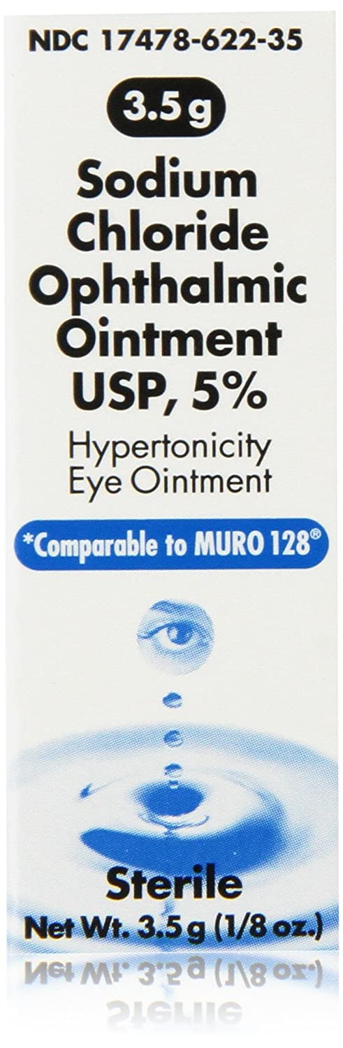 Akorn Sodium Chloride Ophthalmic Ointment 5% 17478062235 - Hypertonicity, Sterile - 3.5 gram Tube, Pack of 3