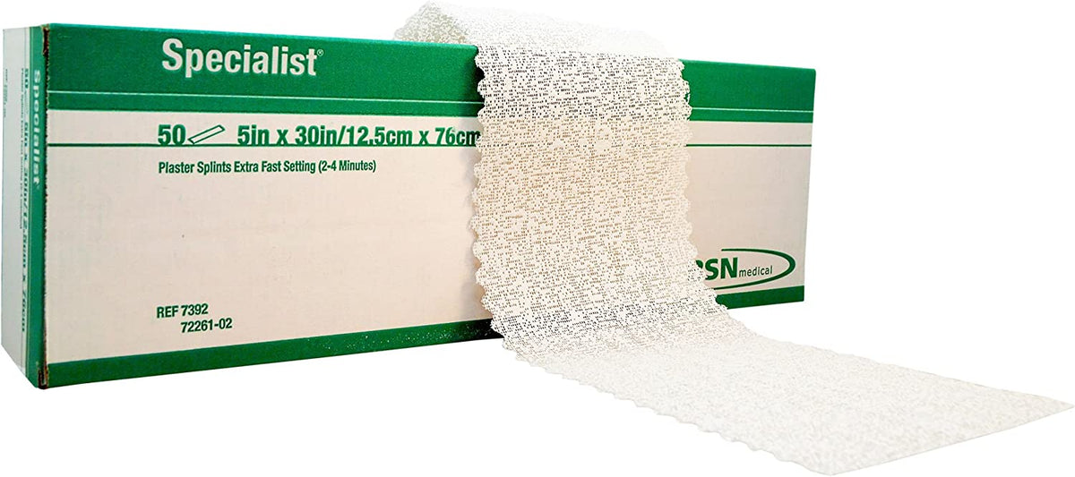 BSN Specialist 7392 - Plaster Splint, Extra-Fast, Plaster of Paris, White - 5&quot; x 30&quot;, Box of 50