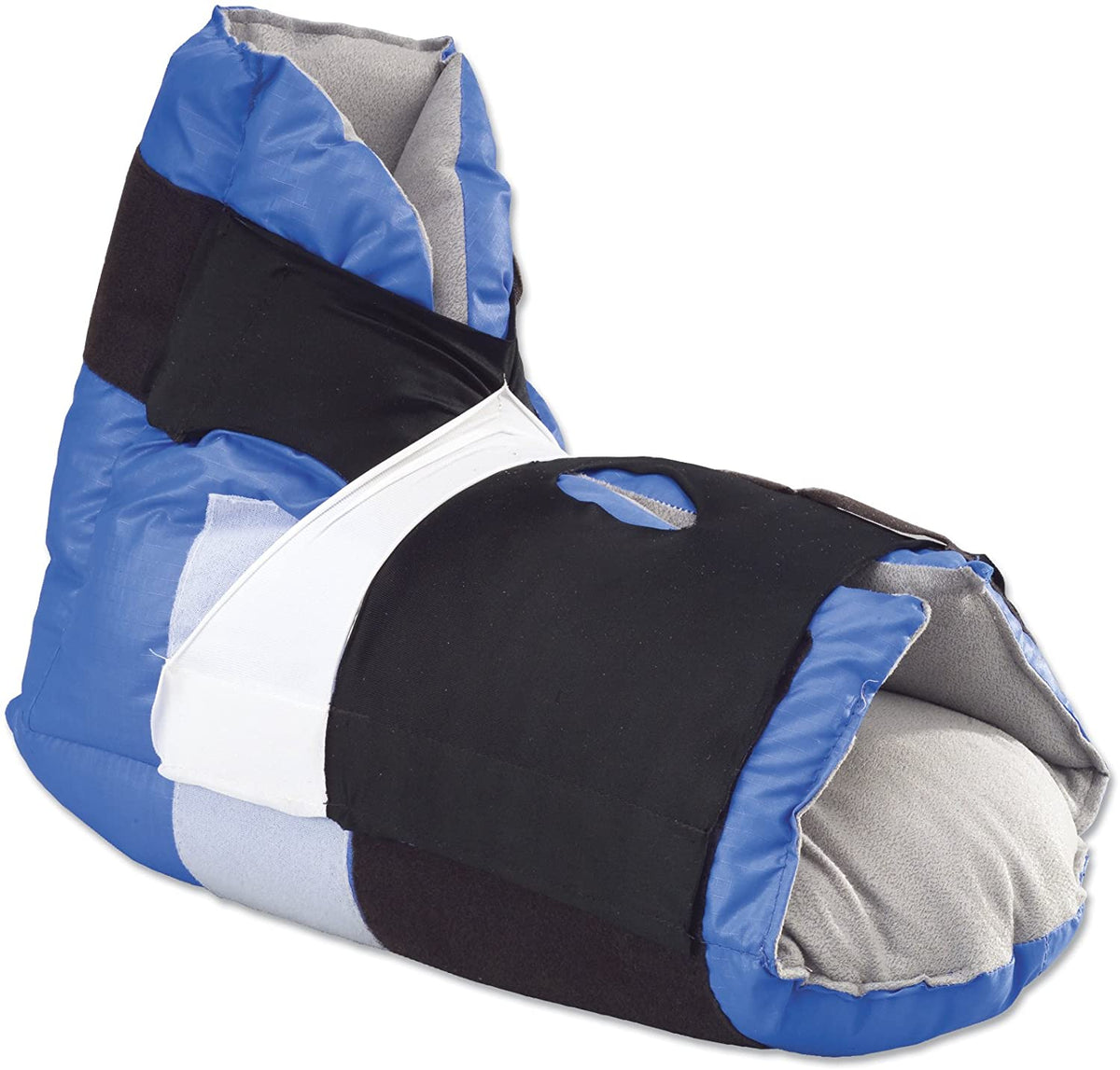 Sage Prevalon Heel Protector II 7300 - One Size Fits Most, Dermasuede Fabric Interior, Hook &amp; Loop Strap Fastening, Open-Toe Type, Reusable,  Black / Blue - 10&quot; to 18&quot; Circumference,  One Boot