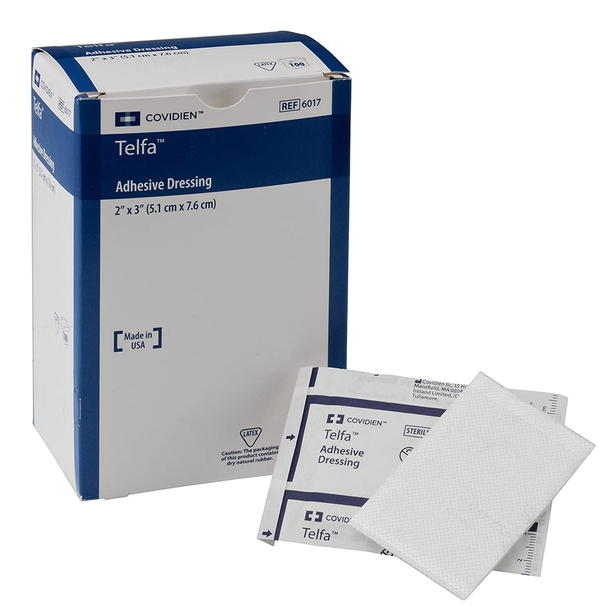 Covidien Cardinal Telfa 6017 - Adhesive Dressing, Film / Cotton, Sterile, Peel-Back Package, White, Rectangle Shape - 2" x 3", Box of 100