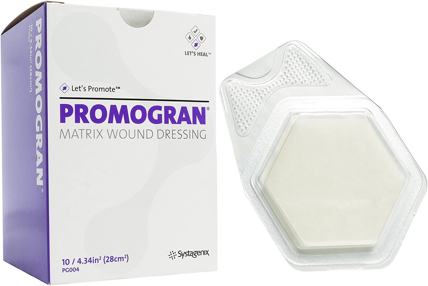 3M Systagenix Promogran Matrix PG004 - Collagen Dressing, Without Border, Collagen / (ORC) Oxidized Regenerated Cellulose, Sterile, White, Hexagon - 4 1/3" x 4 1/3", Box of 10