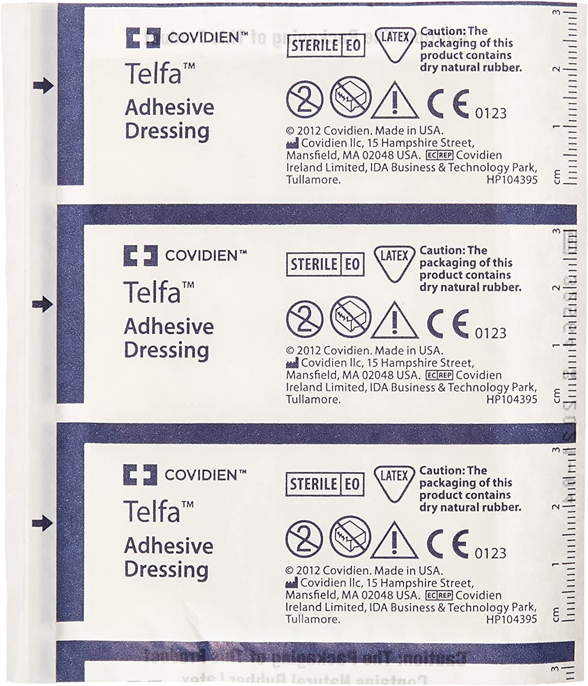 Covidien Cardinal Telfa 7643 - Adhesive Dressing, Film / Cotton, Sterile, White, Rectangle Shape - 3" x 4", Box of 100
