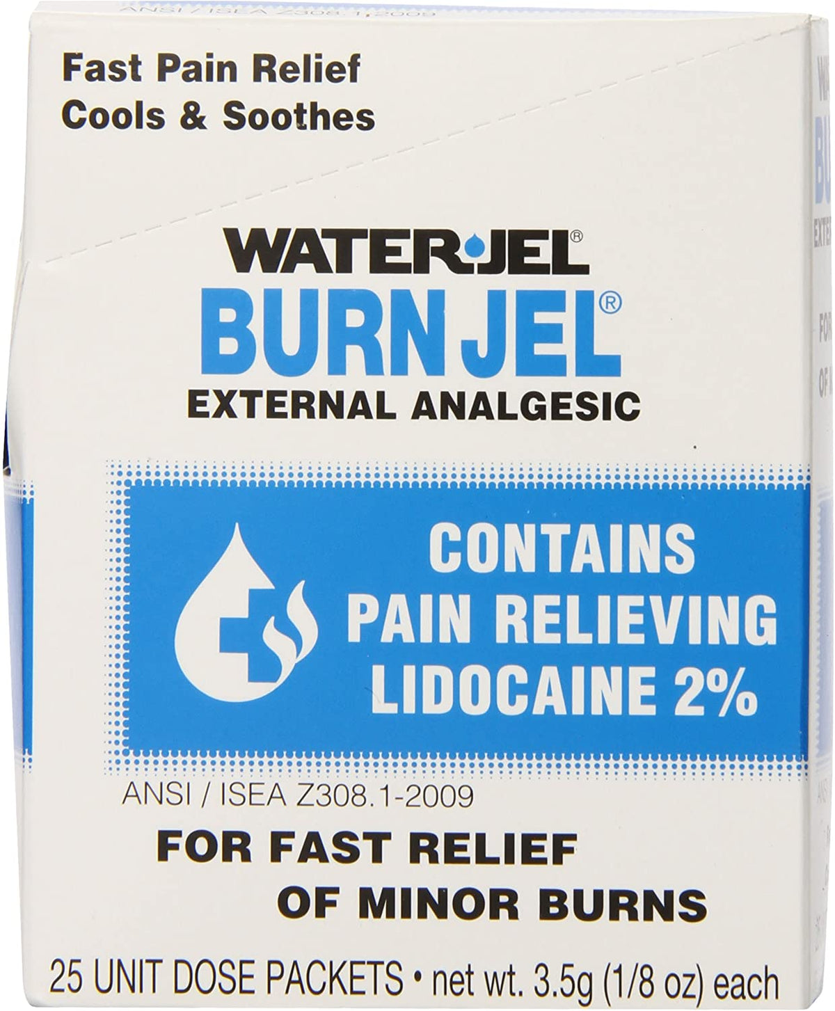 Water Jel Burn Jel 600U-1.00.000 - Burn Relief Topical Gel, 2% Lidocaine, Individual Packet - 3.5 gm., Box of 25