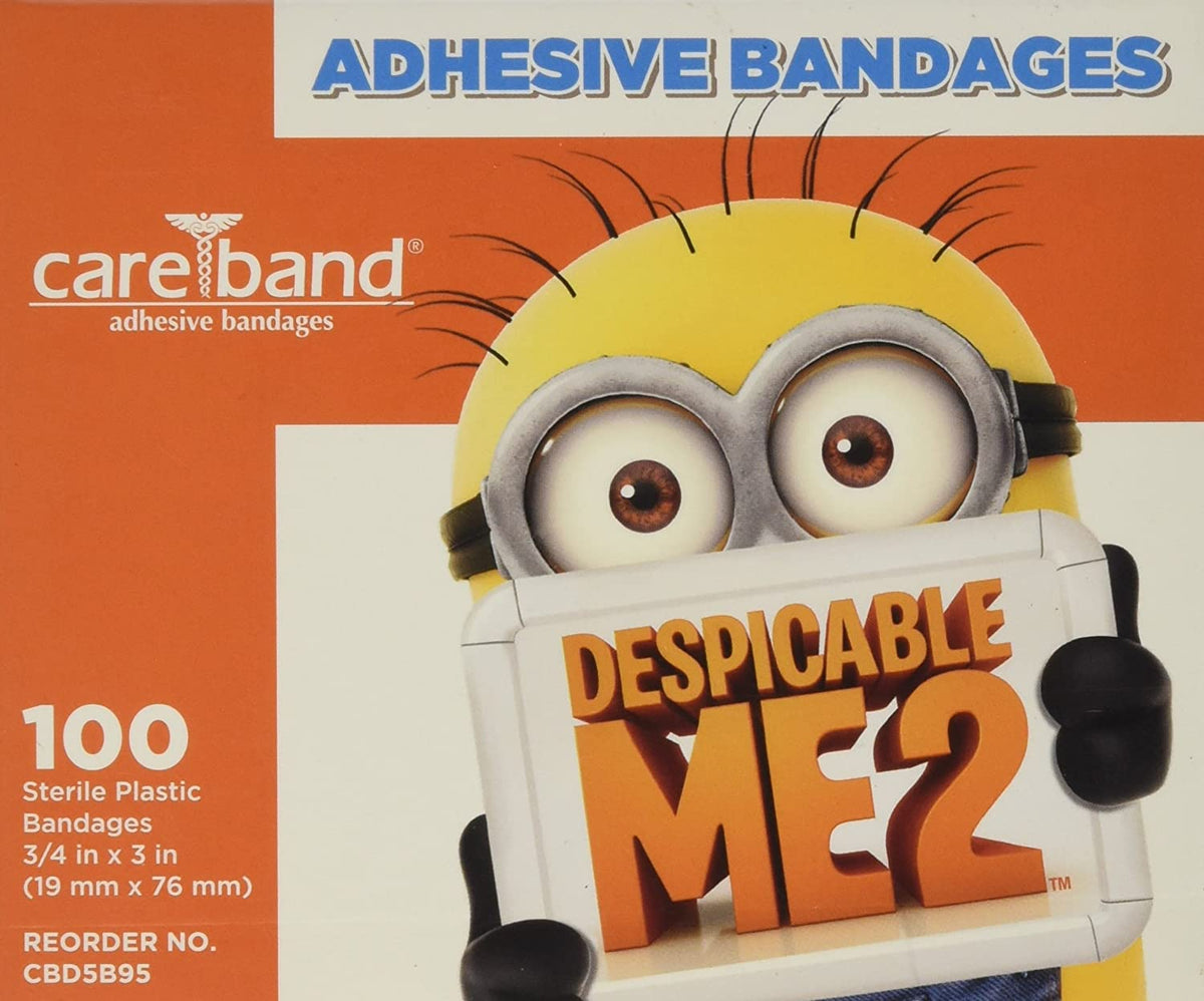 Derma Sciences Adhesive Bandages - Despicable Me Bandages, Adhesive Strips, Sterile, Sheer - 3/4&quot; x 3&quot;, Box of 100