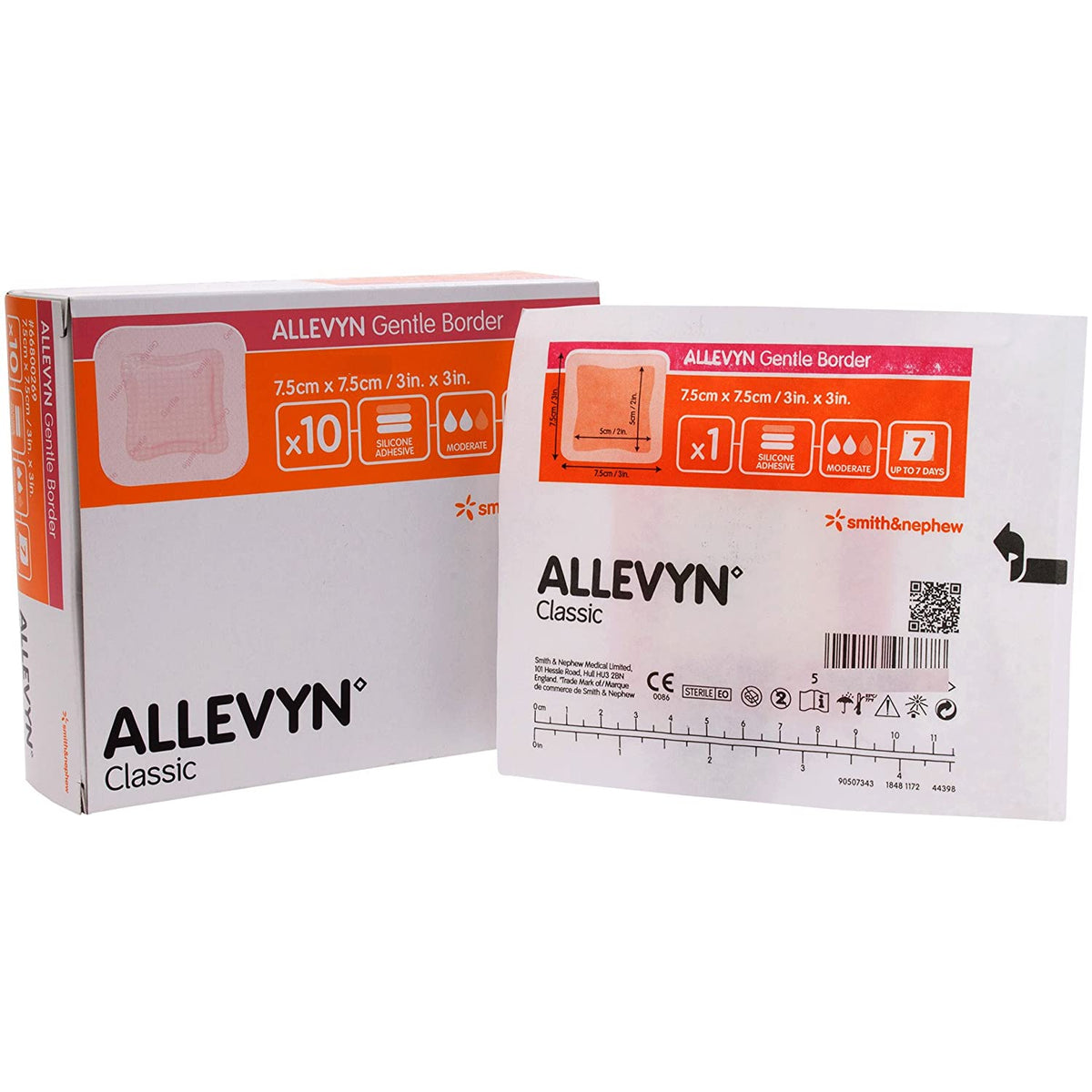 Smith &amp; Nephew Allevyn Gentle Border 66800276 - Silicone Foam Dressing, Film Backing, Silicone Gel Adhesive With Border, Sterile, Square, Pink - 3&quot; x 3&quot;, Box of 10