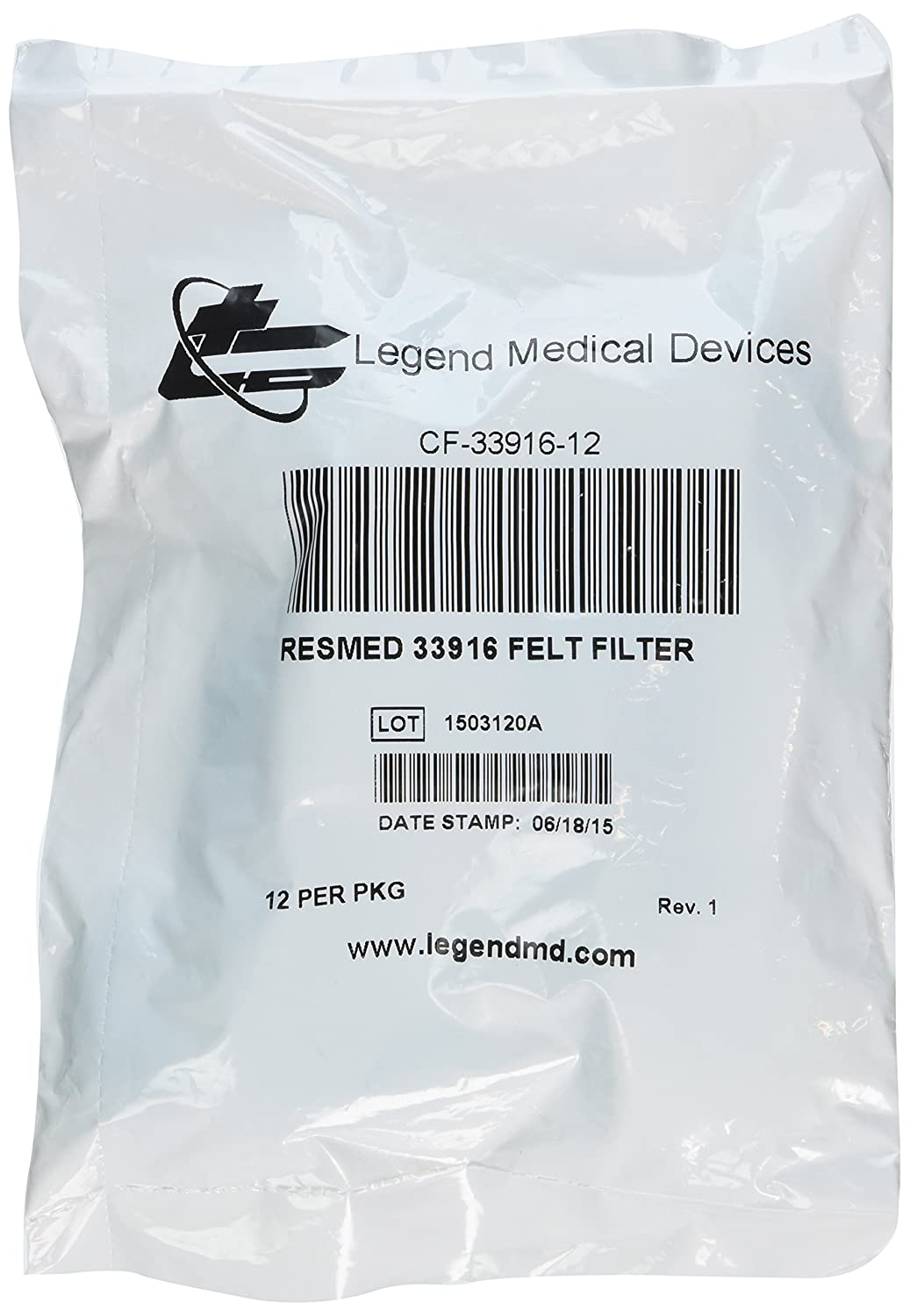 CPAP CF-33916 - Blue &amp; White Felt Filters, S8 Series - Pack of 12