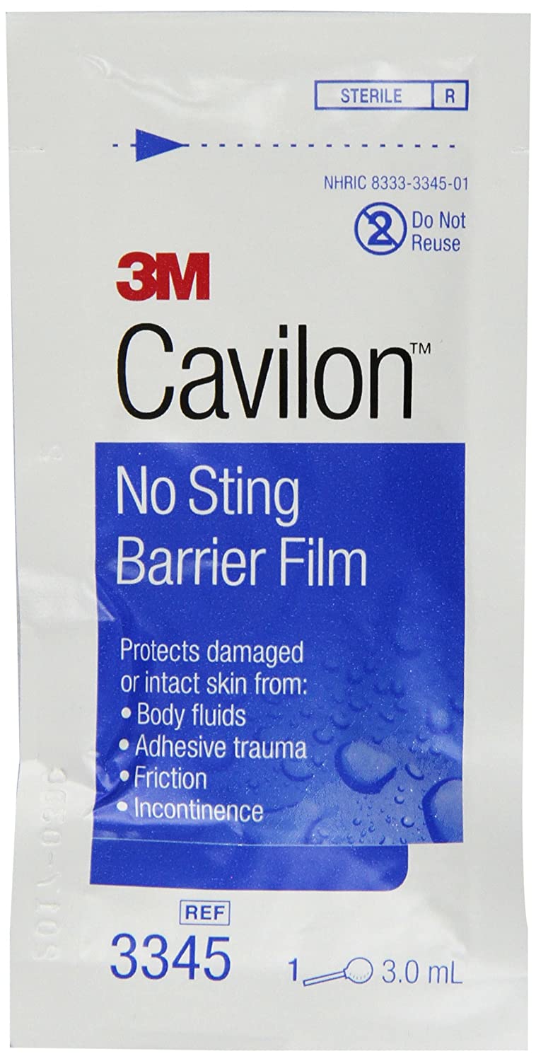 3M Cavilon No-sting Barrier Film 3345 - Transparent Barrier Film, Alcohol-Free, Hypoallergenic Wipes - 3 ml, Box of 25