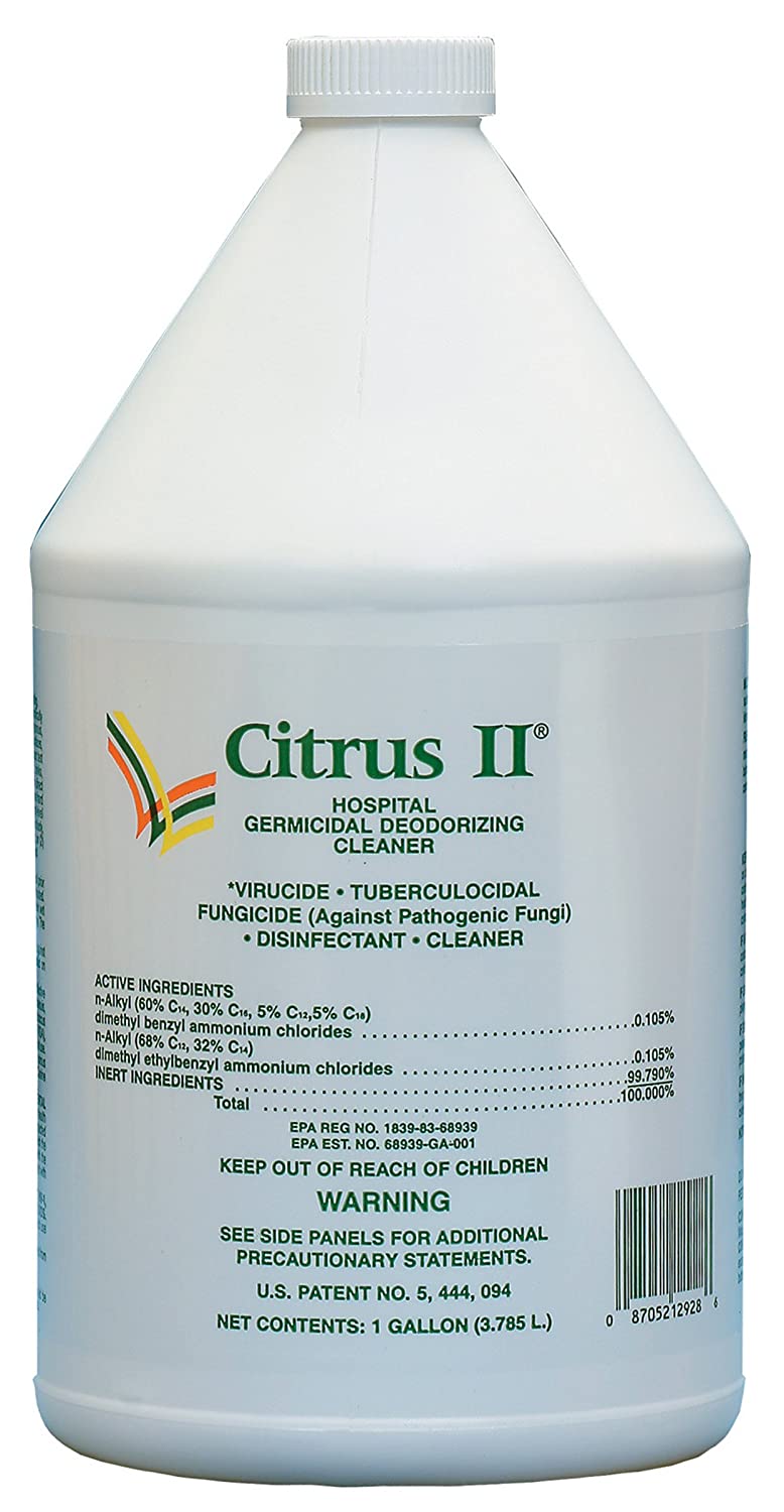 Citrus II 633712928 - Surface Disinfectant Cleaner, Hospital Germicidal, Deodorizing, Ammoniated, Citrus Scent, NonSterile Jug - 1 gallon, One Bottle