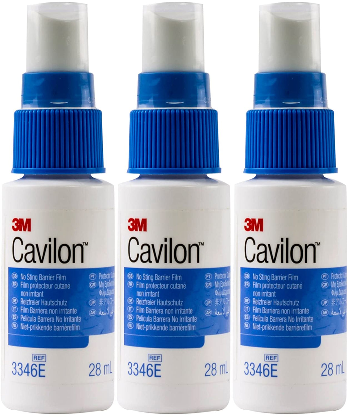 3M Cavilon No-sting Barrier Film 3346 - Transparent Barrier Film, Alcohol-Free, Hypoallergenic, Pump Spray Bottle - 28 ml, Pack of 3