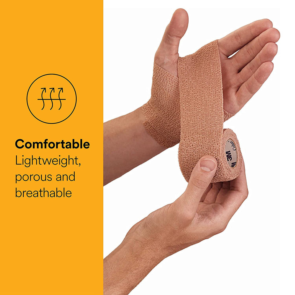 3M Coban Self-Adherent Wrap 1583 - Elastic, Lightweight, Breathable, Beige Compression Wrap - 3" x 5 yards, Box of 24