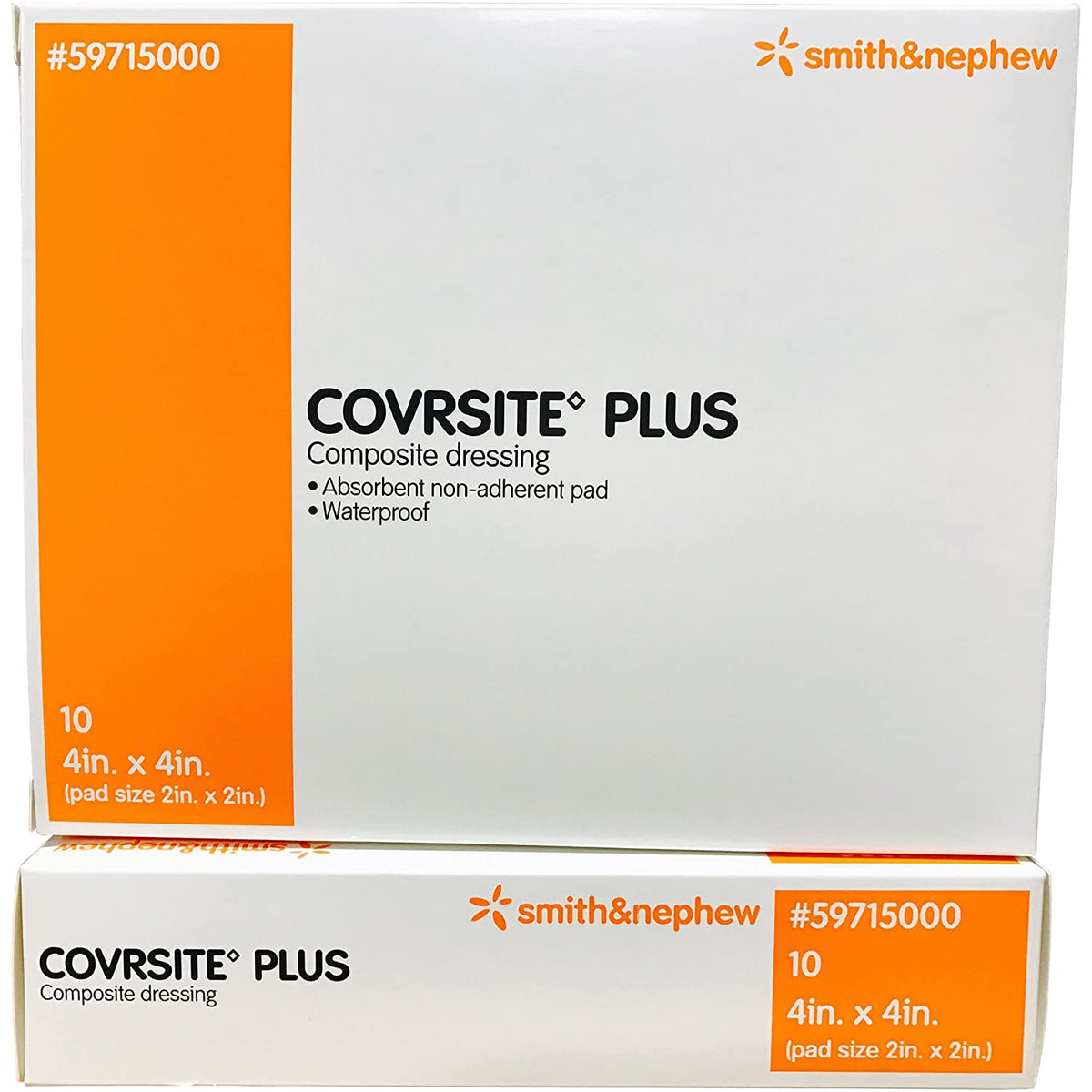 Smith &amp; Nephew COVRSITE Plus 59715000 - Composite Dressing, Sterile, White, Square - 4&quot; x 4&quot;, Box of 10